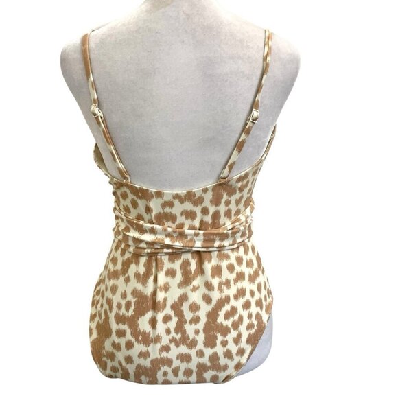 NWOT Aerie Animal Print Wrap One Piece Swimsuit Bathing Suit Tan size Medium - Picture 5 of 8